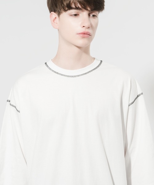 Adoon plain(アドーンプレーン)の「【Adoon plain】配色ステッチTシャツ(Tシャツ/カットソー・メンズ・ブラック/オフホワイト・MEDIUM/LARGE)」の21枚目の写真