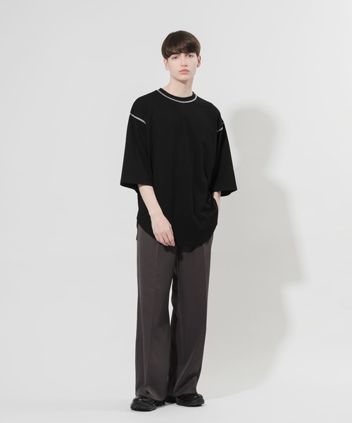 Adoon plain(アドーンプレーン)の「【Adoon plain】配色ステッチTシャツ(Tシャツ/カットソー・メンズ・ブラック/オフホワイト・MEDIUM/LARGE)」の10枚目の写真