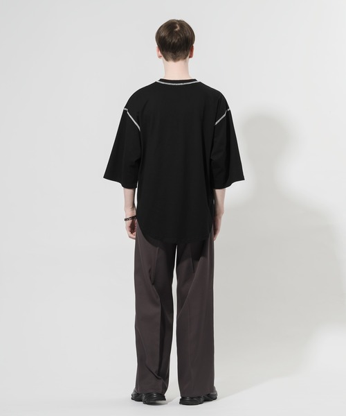 Adoon plain(アドーンプレーン)の「【Adoon plain】配色ステッチTシャツ(Tシャツ/カットソー・メンズ・ブラック/オフホワイト・MEDIUM/LARGE)」の12枚目の写真