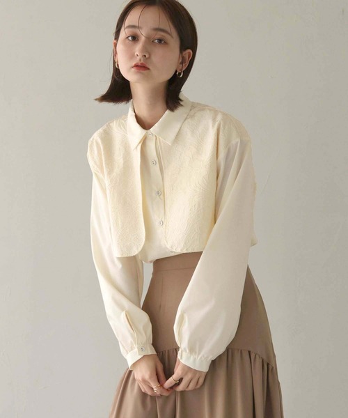 CLEIO（クレイオ）の「【CLEIO】ジャガードヨークシャツ（シャツ/ブラウス・レディース・グレイッシュベージュ/アイボリー・FREE）」の10枚目の写真