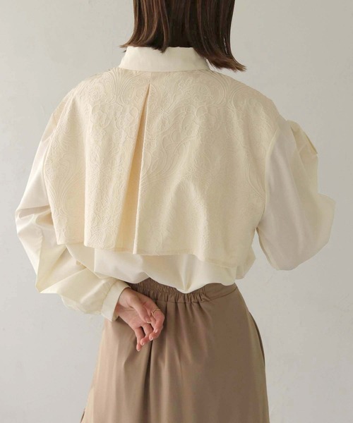 CLEIO（クレイオ）の「【CLEIO】ジャガードヨークシャツ（シャツ/ブラウス・レディース・グレイッシュベージュ/アイボリー・FREE）」の4枚目の写真