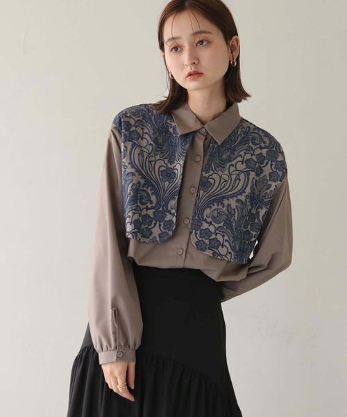 CLEIO（クレイオ）の「【CLEIO】ジャガードヨークシャツ（シャツ/ブラウス・レディース・グレイッシュベージュ/アイボリー・FREE）」の17枚目の写真