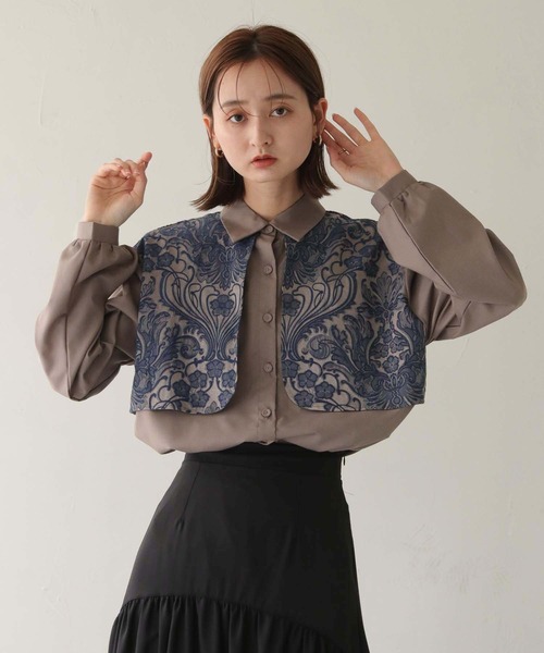 CLEIO（クレイオ）の「【CLEIO】ジャガードヨークシャツ（シャツ/ブラウス・レディース・グレイッシュベージュ/アイボリー・FREE）」の22枚目の写真