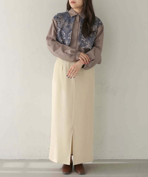 CLEIO（クレイオ）の「【CLEIO】ジャガードヨークシャツ（シャツ/ブラウス・レディース・グレイッシュベージュ/アイボリー・FREE）」の7枚目の写真