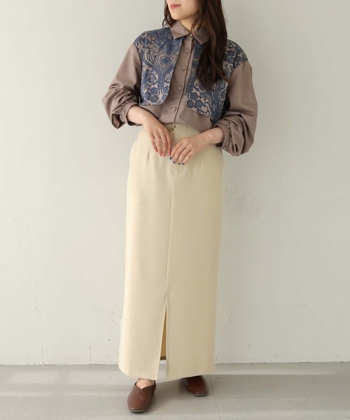 CLEIO（クレイオ）の「【CLEIO】ジャガードヨークシャツ（シャツ/ブラウス・レディース・グレイッシュベージュ/アイボリー・FREE）」の14枚目の写真