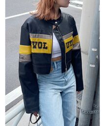 EVRIS | フェイクレザークロップドブルゾン(ブルゾン)