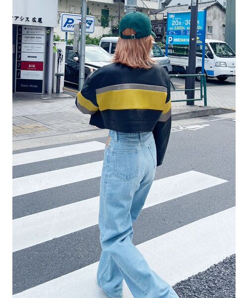 EVRIS（エヴリス）の「フェイクレザークロップドブルゾン（ブルゾン・レディース・ブラック/ボルドー・FREE）」の13枚目の写真