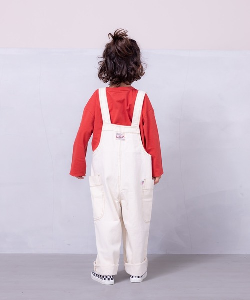 Life Support Products（ライフサポートプロダクツ）の「【COTTON from U.S.A】ビッグポケットデニムオーバーオール（80～150cm）（サロペット/オーバーオール・キッズ・ストライプ/ネイビー/キナリ・140/150/90/95/100/110/120/130/80）」の16枚目の写真