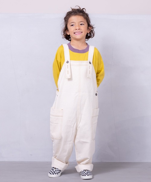 Life Support Products（ライフサポートプロダクツ）の「【COTTON from U.S.A】ビッグポケットデニムオーバーオール（80～150cm）（サロペット/オーバーオール・キッズ・ストライプ/ネイビー/キナリ・140/150/90/95/100/110/120/130/80）」の15枚目の写真