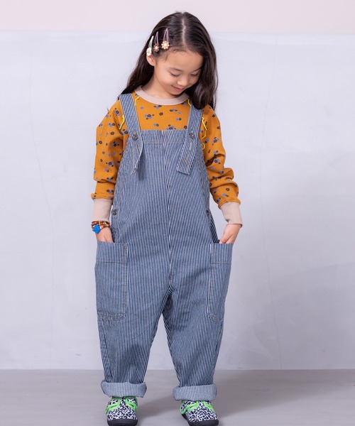 Life Support Products（ライフサポートプロダクツ）の「【COTTON from U.S.A】ビッグポケットデニムオーバーオール（80～150cm）（サロペット/オーバーオール・キッズ・ストライプ/ネイビー/キナリ・140/150/90/95/100/110/120/130/80）」の18枚目の写真