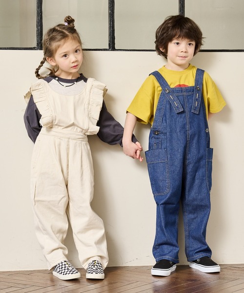 Life Support Products（ライフサポートプロダクツ）の「【COTTON from U.S.A】ビッグポケットデニムオーバーオール（80～150cm）（サロペット/オーバーオール・キッズ・ストライプ/ネイビー/キナリ・140/150/90/95/100/110/120/130/80）」の10枚目の写真