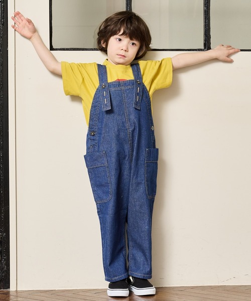 Life Support Products（ライフサポートプロダクツ）の「【COTTON from U.S.A】ビッグポケットデニムオーバーオール（80～150cm）（サロペット/オーバーオール・キッズ・ストライプ/ネイビー/キナリ・140/150/90/95/100/110/120/130/80）」の7枚目の写真