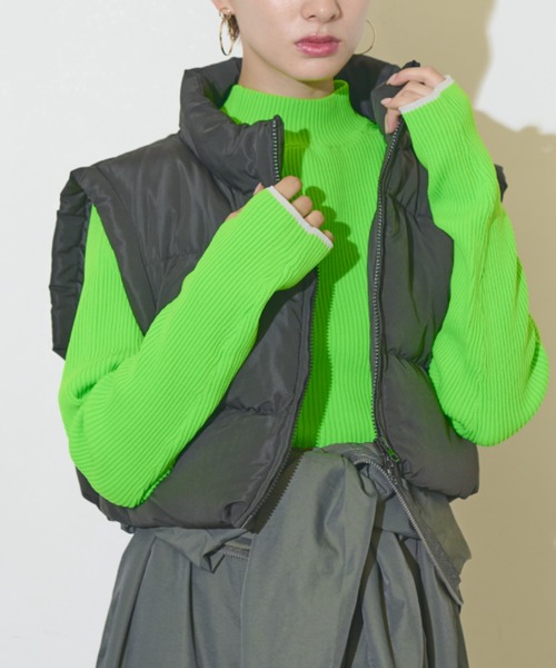 Solace（ソレイス）の「中綿ショートベスト（ダウンベスト・レディース・ブラック・FREE）」の2枚目の写真