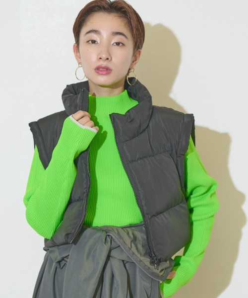 Solace（ソレイス）の「中綿ショートベスト（ダウンベスト・レディース・ブラック・FREE）」の4枚目の写真