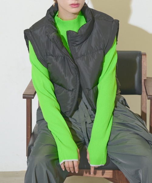 Solace（ソレイス）の「中綿ショートベスト（ダウンベスト・レディース・ブラック・FREE）」の7枚目の写真