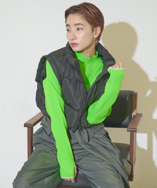 Solace（ソレイス）の「中綿ショートベスト（ダウンベスト・レディース・ブラック・FREE）」の8枚目の写真