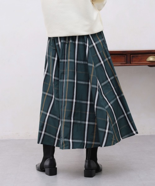 Chez toi(シェトワ)の「大判チェックはぎタフタスカート(スカート・レディース・アイボリー/ネイビー/グリーン・FREE)」の18枚目の写真