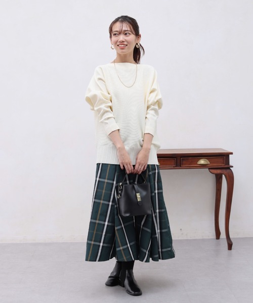 Chez toi(シェトワ)の「大判チェックはぎタフタスカート(スカート・レディース・アイボリー/ネイビー/グリーン・FREE)」の20枚目の写真