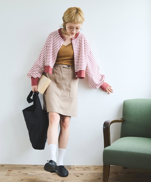 Crisp（クリスプ）の「フロントポケットミニスカート（スカート・レディース・ブラウン/ネイビー/ベージュ・FREE）」の5枚目の写真