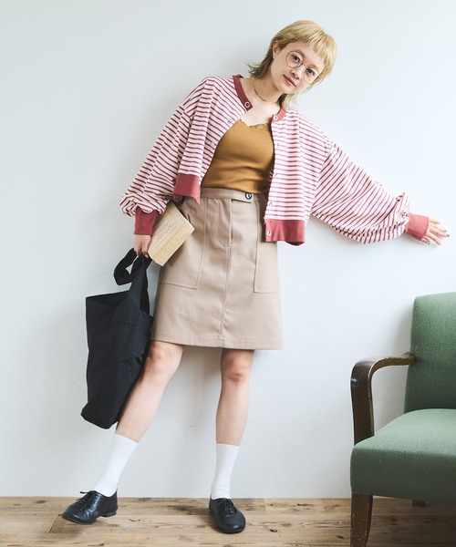 Crisp（クリスプ）の「フロントポケットミニスカート（スカート・レディース・ブラウン/ネイビー/ベージュ・FREE）」の6枚目の写真