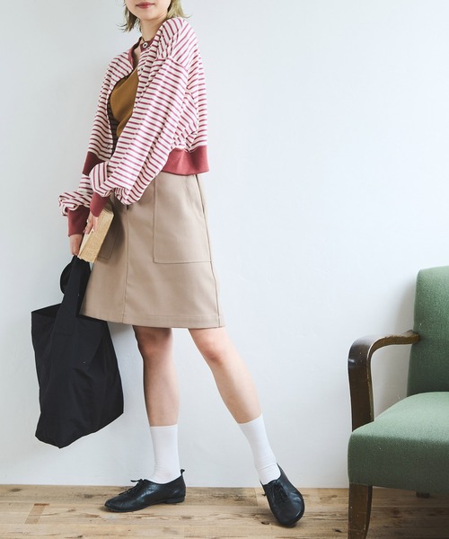 Crisp（クリスプ）の「フロントポケットミニスカート（スカート・レディース・ブラウン/ネイビー/ベージュ・FREE）」の8枚目の写真