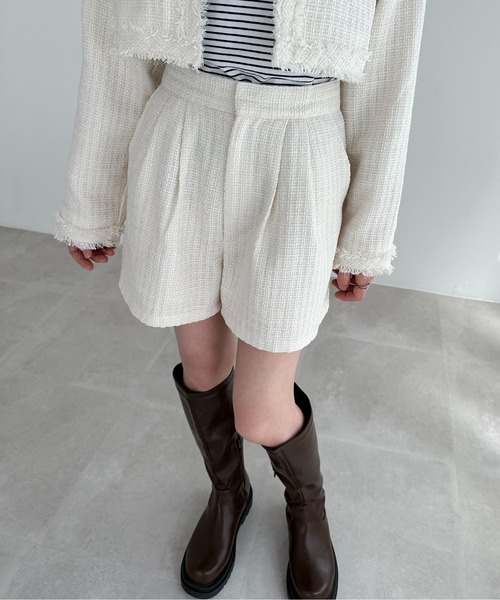 EPIMI E'PIMMY（エピミエピミー）の「《set up対応》ツイードショートパンツ（その他パンツ・レディース・チャコールグレー/ブラック/オフホワイト/アイボリー・MEDIUM）」の3枚目の写真