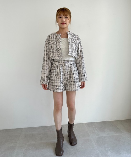 EPIMI E'PIMMY（エピミエピミー）の「《set up対応》ツイードショートパンツ（その他パンツ・レディース・チャコールグレー/ブラック/オフホワイト/アイボリー・MEDIUM）」の9枚目の写真