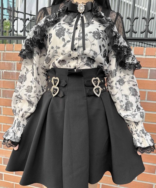 ROJITA(ロジータ)の「ハートビジュバックルフレアスカート(スカート・レディース・ブラック/ピンク/ブルー/ベージュ/ブラック系その他・FREE)」の9枚目の写真