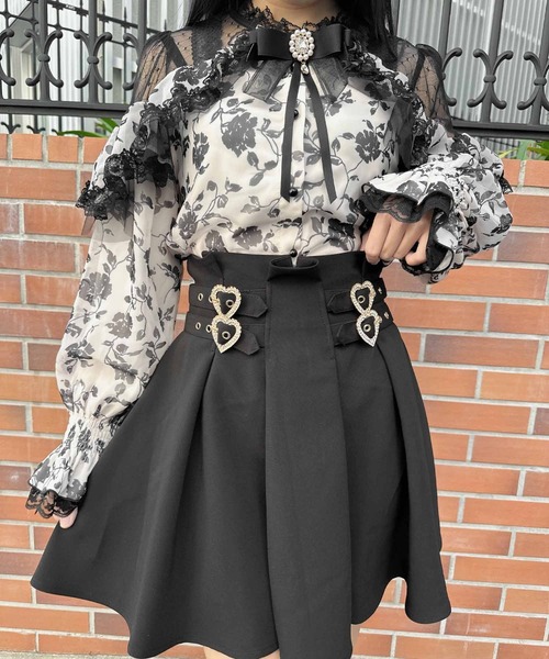 ROJITA(ロジータ)の「ハートビジュバックルフレアスカート(スカート・レディース・ブラック/ピンク/ブルー/ベージュ/ブラック系その他・FREE)」の10枚目の写真