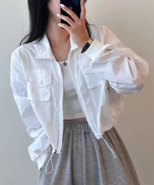 LADY LIKE(レディライク)の「クロップド丈シャカシャカブルゾン(ブルゾン・レディース・グリーン/ブラック/ホワイト・M)」の9枚目の写真
