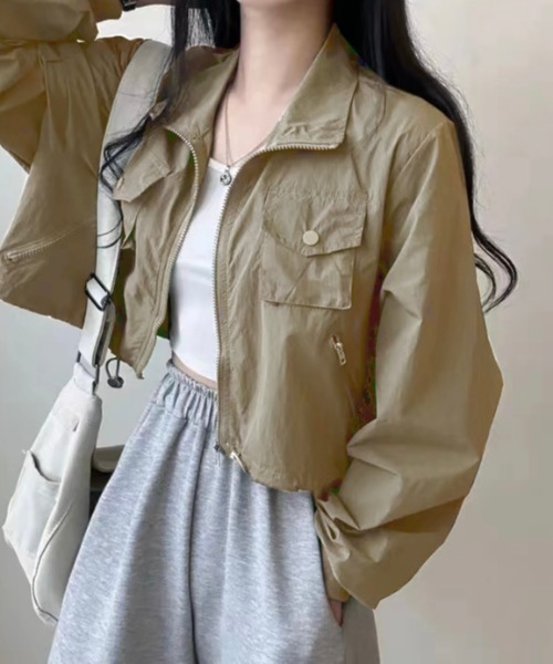 LADY LIKE(レディライク)の「クロップド丈シャカシャカブルゾン(ブルゾン・レディース・グリーン/ブラック/ホワイト・M)」の16枚目の写真