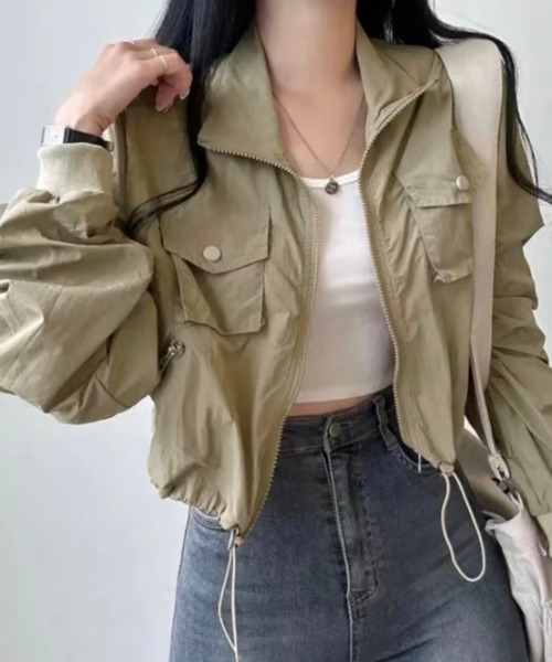 LADY LIKE(レディライク)の「クロップド丈シャカシャカブルゾン(ブルゾン・レディース・グリーン/ブラック/ホワイト・M)」の17枚目の写真