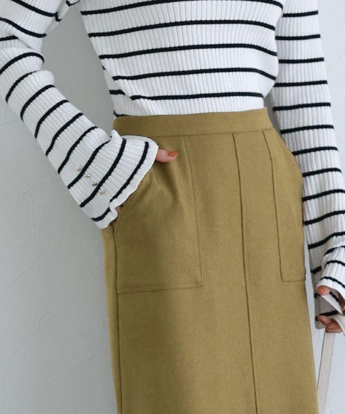 Pierrot（ピエロ）の「ウールライクスリットロングスカート（スカート・レディース・ベージュ系その他/チャコール/ブラウン/オリーブ・L/PM/M）」の16枚目の写真