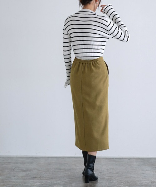 Pierrot（ピエロ）の「ウールライクスリットロングスカート（スカート・レディース・ベージュ系その他/チャコール/ブラウン/オリーブ・L/PM/M）」の17枚目の写真