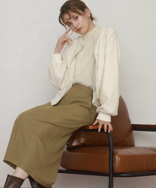 Pierrot（ピエロ）の「ウールライクスリットロングスカート（スカート・レディース・ベージュ系その他/チャコール/ブラウン/オリーブ・L/PM/M）」の8枚目の写真