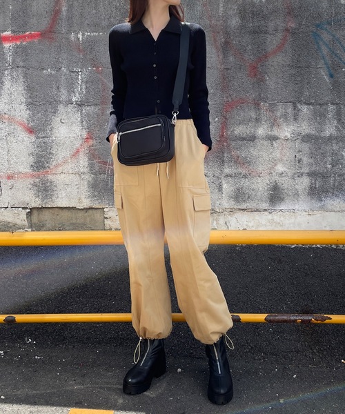 one way（ワンウェイ）の「【 新色追加 】ポロ襟テレコニットトップス（ニット/セーター・レディース・グレー/レッド/ブラック/ホワイト/ピンク・FREE）」の8枚目の写真