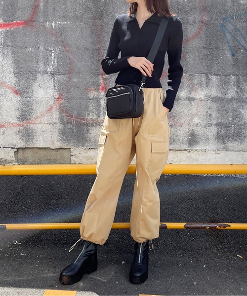 one way（ワンウェイ）の「【 新色追加 】ポロ襟テレコニットトップス（ニット/セーター・レディース・グレー/レッド/ブラック/ホワイト/ピンク・FREE）」の9枚目の写真