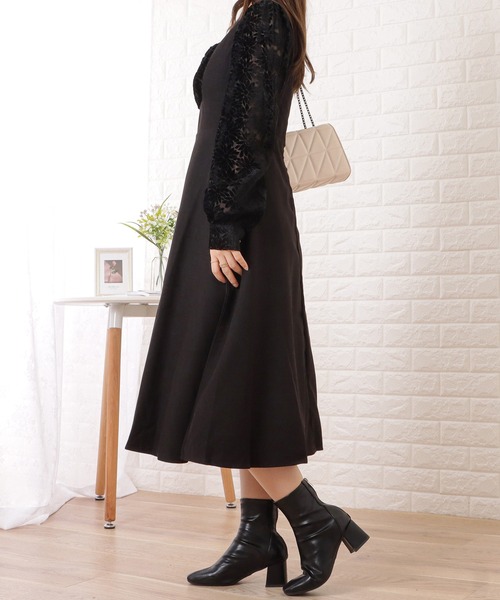 Lace Ladies(レースレディース)の「ジャンスカ風ドッキングギャザーワンピース(ワンピース・レディース・ブラック/ブラウン・S/M/XL)」の11枚目の写真