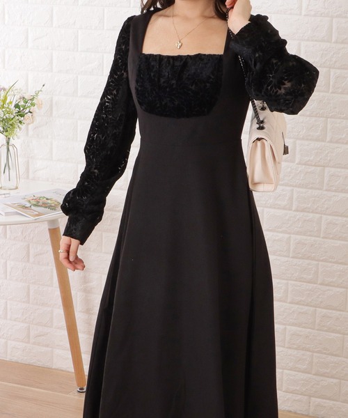 Lace Ladies(レースレディース)の「ジャンスカ風ドッキングギャザーワンピース(ワンピース・レディース・ブラック/ブラウン・S/M/XL)」の12枚目の写真