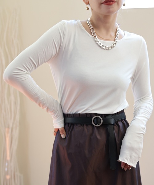 ULEULA(ウルア)の「ロングスリーブTシャツ(Tシャツ/カットソー・レディース・ブラック/ブラウン/アイボリー・FREE)」の13枚目の写真