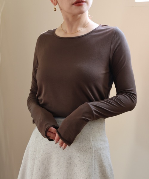 ULEULA(ウルア)の「ロングスリーブTシャツ(Tシャツ/カットソー・レディース・ブラック/ブラウン/アイボリー・FREE)」の9枚目の写真