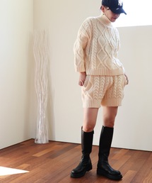 ULEULA | ハイネックケーブルニット＋ケーブルショートパンツ(セットアップ)