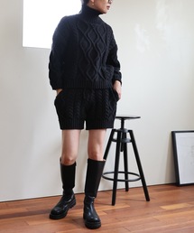 ULEULA | ハイネックケーブルニット＋ケーブルショートパンツ(セットアップ)