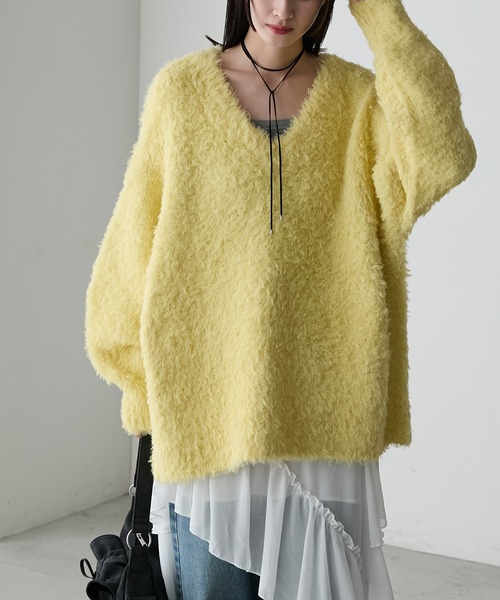 forksy.】2wayプードルファーニットプルオーバー（ニット/セーター