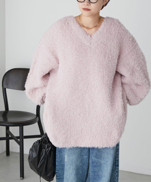 forksy.（フォルクシー）の「【forksy.】2wayプードルファーニットプルオーバー（ニット/セーター・レディース・アイボリー/グレー/ブルー/ピンク/ブラック/マスタード・FREE）」の10枚目の写真