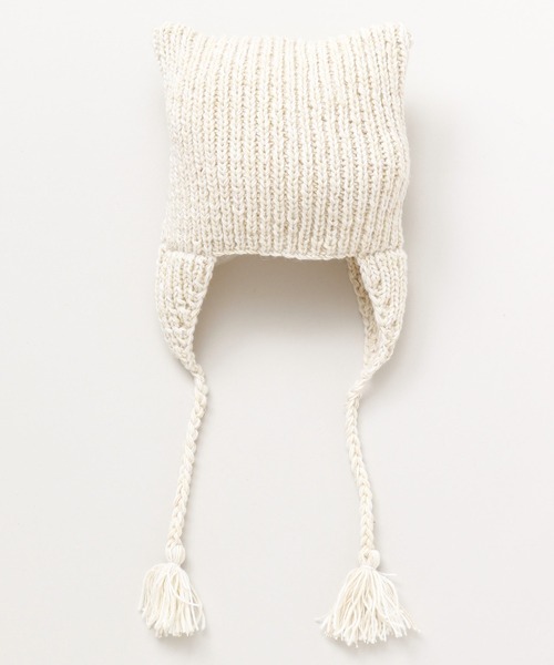 チャイハネ（チャイハネ）の「【チャイハネ】猫耳ニットキャップ（ニットキャップ/ビーニー・レディース・ホワイト/ブラック/マスタード・FREE）」の2枚目の写真