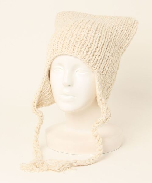 チャイハネ（チャイハネ）の「【チャイハネ】猫耳ニットキャップ（ニットキャップ/ビーニー・レディース・ホワイト/ブラック/マスタード・FREE）」の4枚目の写真