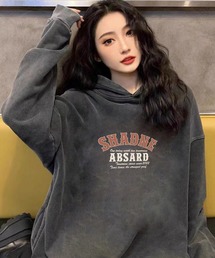 DEVICE | オーバーサイズ アメリカンヴィンテージストリート ピグメント パーカー スウェット 古着風 カレッジロゴ 肉厚(パーカー)