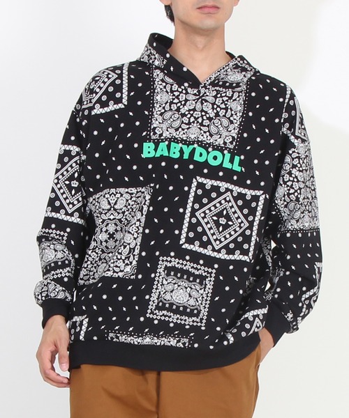 BABYDOLL(ベビードール)の「親子お揃い バンダナ柄パーカー 8853A(パーカー・レディース・ブラック/パープル・M/S/L/XL)」の5枚目の写真