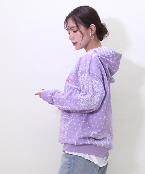 BABYDOLL(ベビードール)の「親子お揃い バンダナ柄パーカー 8853A(パーカー・レディース・ブラック/パープル・M/S/L/XL)」の14枚目の写真